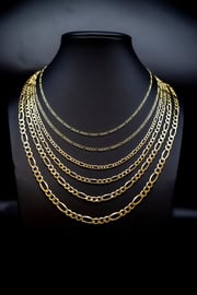 10K Yellow Gold Figaro Chain Necklace,2mm - 6.6mm 16" - 28" Inch, 10k Thick Link Chain, Real 10k Gold Chain, Gold Figaro Chain, Men Women