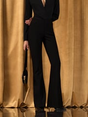 Flared trousers in suiting fabric