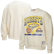 Women's Denver Nuggets Mitchell & Ness Cream Brush Bucket Pullover Sweatshirt