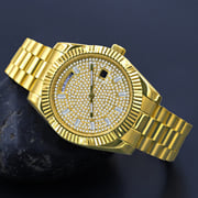 41MM CZ Pave Dial Baguette Hours Day Watch