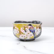 Bizan Kiln Yoshidaya Sakura and Bird Kutani Matcha Bowl Chawan Made In Japan