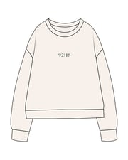 The Womens Heavyweight Crewneck - Off White - B Long Pilates - Center Chest & Back Center Neckline - Embroidered Forest Green