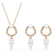 Mesmera set, Pear cut, Round cut, White, Rose gold-tone plated