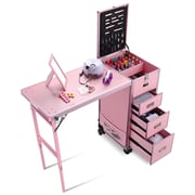 TheLAShop Rolling Makeup Station with Slide Drawers Detachable Pink (Preorder)