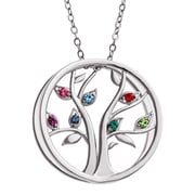 Personalized Birthstone Tree of Life Necklace- Silver Plated
