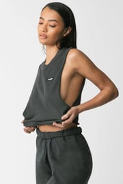 Relaxed-Fit Cut Off Boyfriend Tank Top - Black