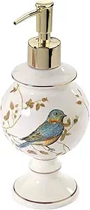 Avanti Linens - Soap Dispenser & Lotion Pump, Nature Inspired Bathroom Accessories, Ivory (Gilded Birds Collection)
