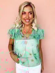Beach Mode Printed Ruffle Top