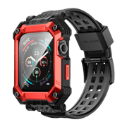 Apple Watch 45mm Armorbox Case with Tempered Glass Screen Protectors  - Metallic Red