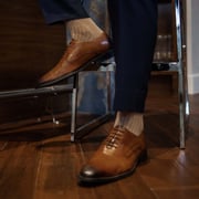 Oatmeal Ribbed Solid - An Oatmeal Sock with Caramel Ribs