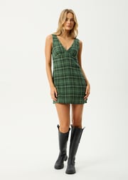 AFENDS Womens Lonnie - Seersucker Mini Dress - Hunter Green