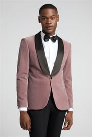  Slim Fit Dusty Pink Velvet Jacket