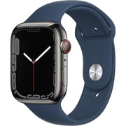 Apple Watch (Series 7) October 2021 - Cellular - - Stainless steel Gray - Sport band Blue