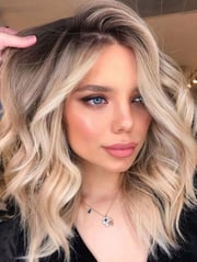 Ash Blonde Ombre Short Natural Glueless Human Hair Wigs for Caucasian Women