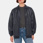 Navy Erin Leather Bomber