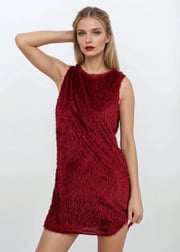 Textured Fringe Tank Dress