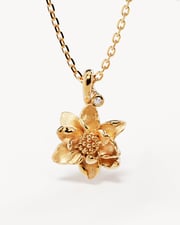 18k Gold Vermeil Water Lily July Birth Flower Necklace