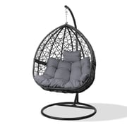 Ubud Outdoor Wicker Nest Shaped Egg Chair - Chacrcoal & Black