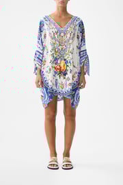 TIE SLEEVE SHORT V NECK KAFTAN TILES DARLS