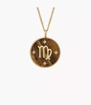 Written in the Stars Gold-Tone Stainless Steel Tiger's Eye Virgo Pendant Necklace
