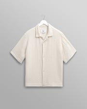 Lido - Ecru Dobby Cotton Weave Short-Sleeve Shirt