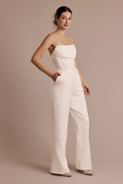 Strapless Satin Jumpsuit with Illusion Back