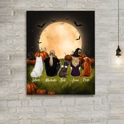 Personalized custom dog & couple canvas print canvas art Halloween - 2398