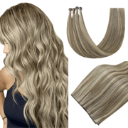Full Shine Genius Weft Hair Extensions Virgin Hair Highlights Brown With Blonde (#P8/60)