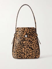 Belted leopard-print cow hair tote - leopard print - One Size