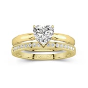 Moissanite Timeless Solitaire Wedding Ring Set 14K Gold Traditional Shank 2.00ct Heart Cut For Women