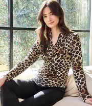 Long Sleeve Crossover Side-Shirred Top