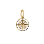 Compass Charm White Enamel, Gold Mini