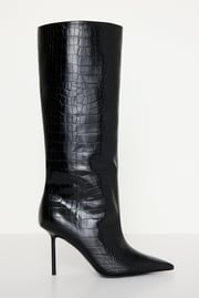 KNEE HIGH CROCODILE BOOT | BLACK001