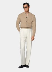 Mid Brown Crewneck Cardigan