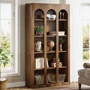 70.8" Wood Bookshelf, 5-Tier Rustic Bookcase Display Storage Shelving Unit