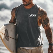 Men's Vintage Surfing Oversized Print Tank Top