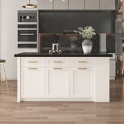 72" Large Black & White Kitchen Island with Storage Modern Kitchen Cabinet