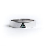 Mens triangle alexandrite band, White gold mens band with