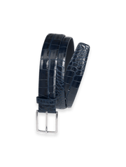 Crocodile Embossed with Changeable Buckle Belt - Navy