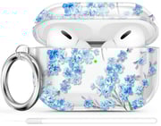 Maxjoy for Airpods Pro 2nd Generation Case Cover, Clear Flower AirPod Pro 2 Case for Women Men Cute Protective Soft Case with Ke