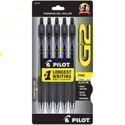 Pilot 5ct G2 Gel Pens Fine Point 0.7mm Black Ink