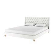 Vilania Tufted Fabric Bed Frame with Headboard - Off White