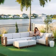 Phi Villa 6-Seater Modern Wicker Outdoor Conversation Sofa set