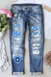 Love My Star Ripped Casual Jeans