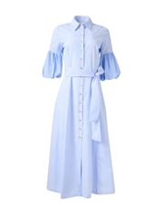 Blue and White Striped Shirt Dress