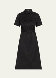 Short-Sleeve Military Chino Midi Dress