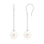 Dangling Solitaire Freshwater Pearl Earrings