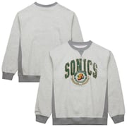 Men's Seattle SuperSonics Mitchell & Ness Heather Gray Hardwood Classics Vintage Logo Pullover Sweatshirt