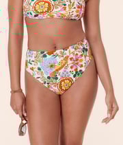 The High Waist Cheeky Bikini Bottom - Eco Nylon - Bird Floral