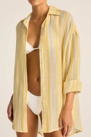 Playa Linen Boyfriend Shirt - Sunny Skies EcoLinen